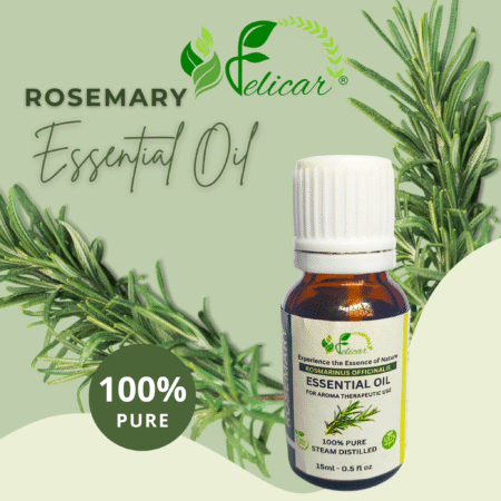 FELICAR Rosemary Essential Oil for Hair | 100% Pure Rosemary Oil for Hair Growth, Hair Fall Control, Skin Care & Aromatherapy | Natural Therapeutic Grade - 15ml